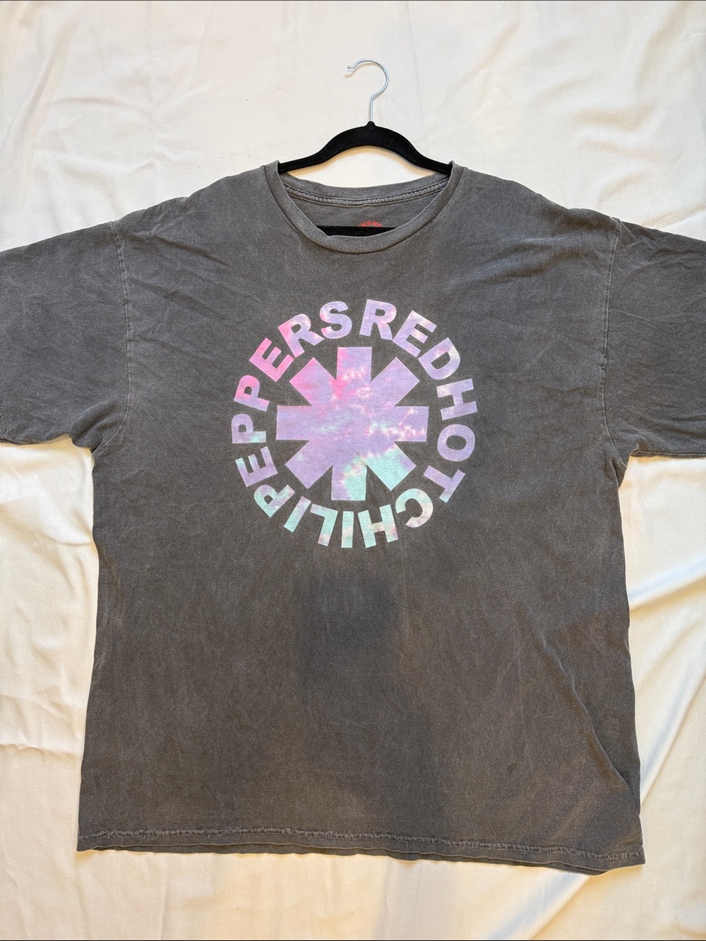 Red Hot Chili Peppers tour 22/23 Graphic Tee in Washed Black with Pastel Logo